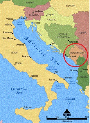 Juodkalnujos žemėlapis